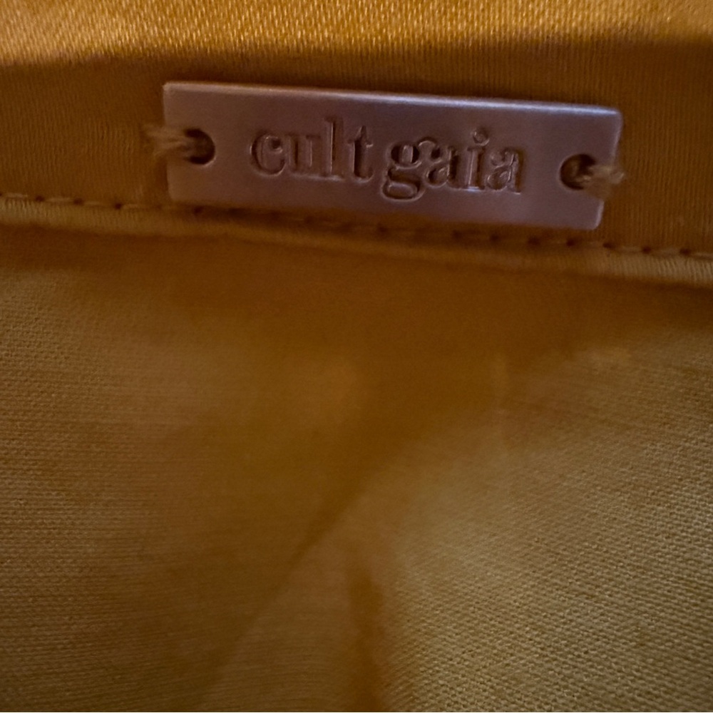 Cult Gaia Calista Short Sleeve Faux Wrap Midi Dress‎ in Tumeric Gold Yellow Sz 2 - Picture 8 of 12